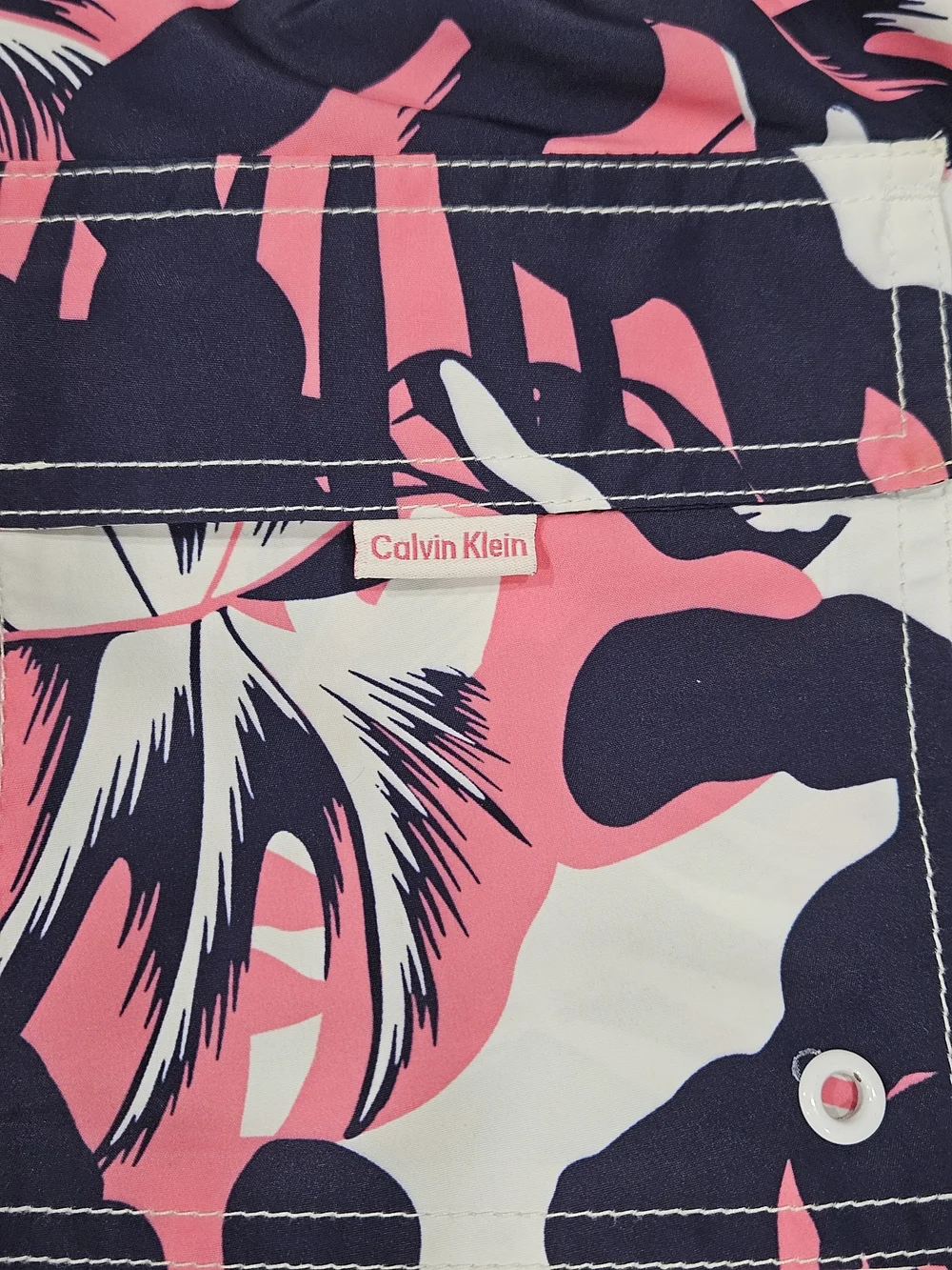 Calvin Klein Pink, Navy & White Tropical Print Swim Shorts